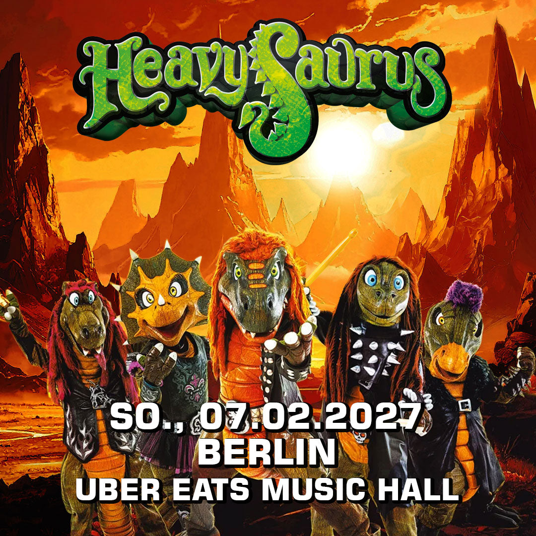 Heavysaurus Konzert in Berlin bei Uber Eats Music Hall, Live-Event mit Fans, buntes Publikum und Bühnenauftritt.