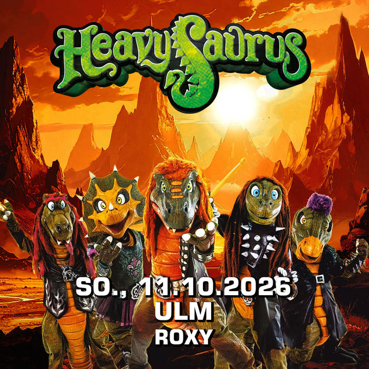 Heavysaurus Konzert in Ulm, Roxy, Live-Event mit Band auf der Bühne, Publikum vor der Bühne, Konzertatmosphäre
