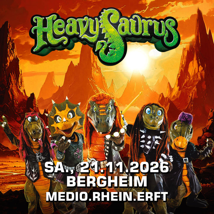 Heavysaurus Konzert in Bergheim am 26. November 2021, Veranstaltungsbild vom Heavysaurus Shop, Vivenu Event, Bergheim.