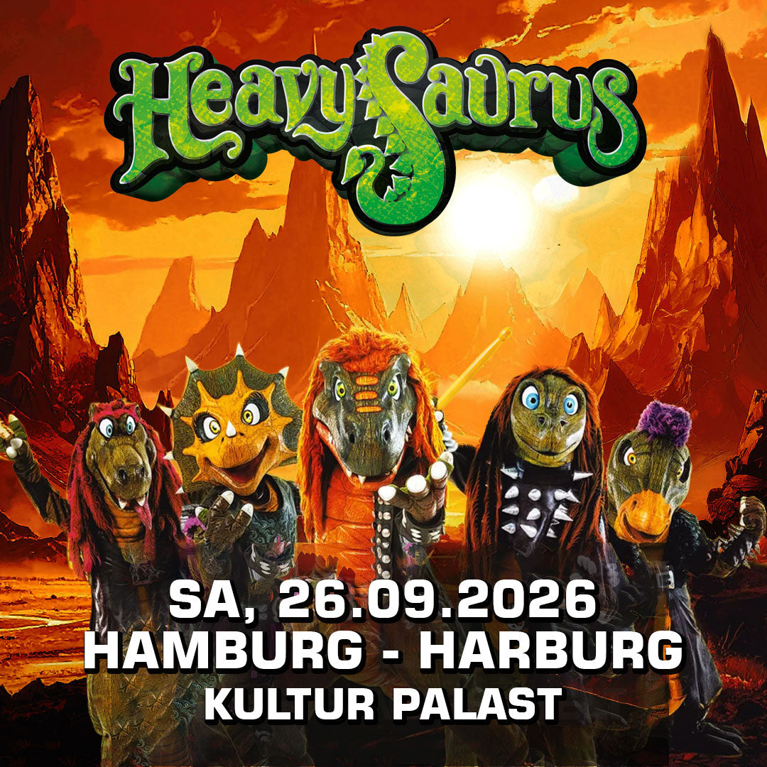 Heavysaurus Konzert in Hamburg Harburg am 26. September 2026, Kultur Palast, Livemoment mit Fans und Band.