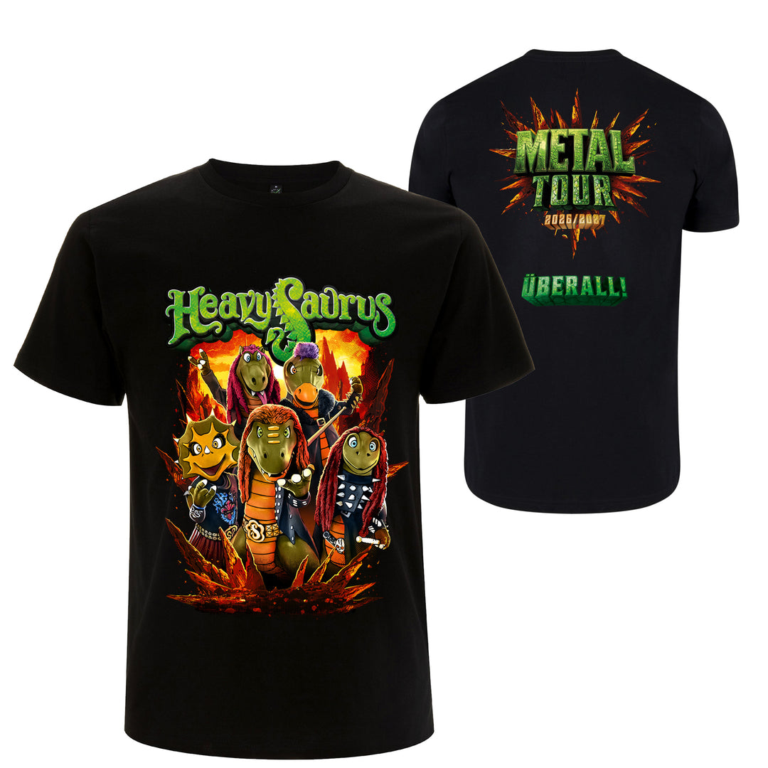 Schweresaurus Metal Tour Shirt 2026/2027 für Erwachsene, schwarzes T-Shirt mit Band-Design, Heavysaurus Shop