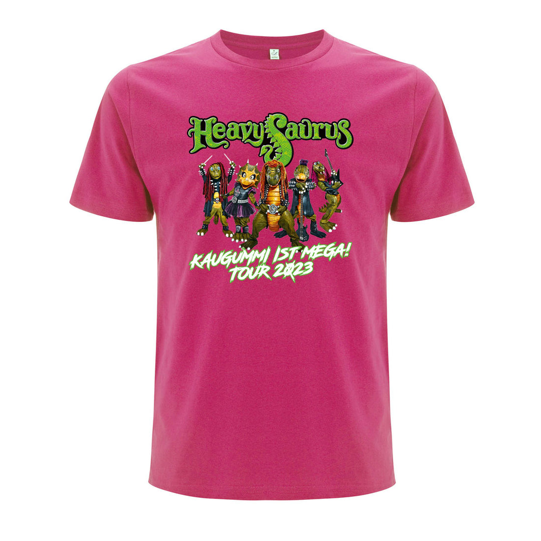 Hellrosa Tour T-Shirt 2023 für Erwachsene von Heavysaurus Shop, bequemes Baumwoll-T-Shirt mit Tour-Design.