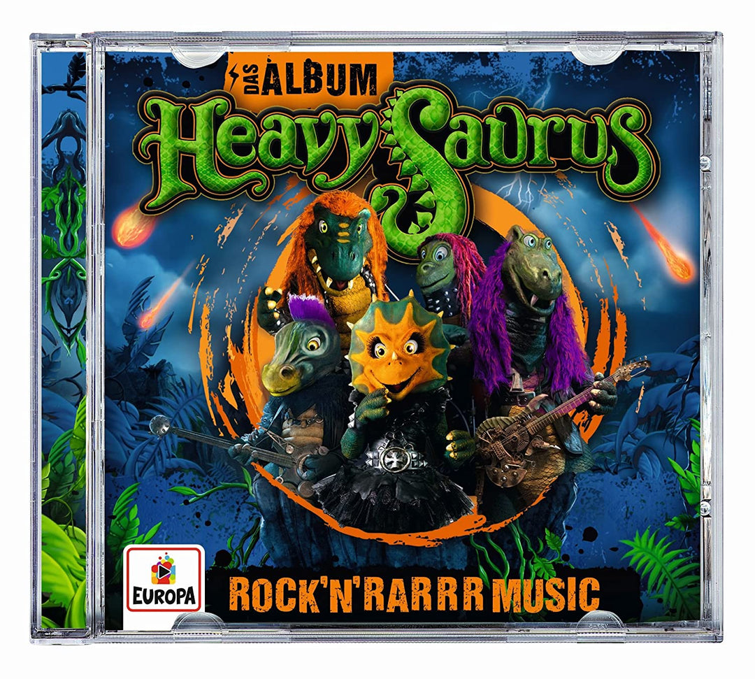 Heavysaurus Rock'n'Rarrr Music Audio CD, Medien, zeigt das Album-Cover mit bunten Dinosaurier-Illustrationen.